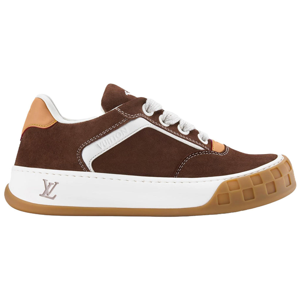 Louis Vuitton Tilted Suede Lace-Up Biscuit-Sole Low-Top Sneakers in Chestnut Brown – Unisex