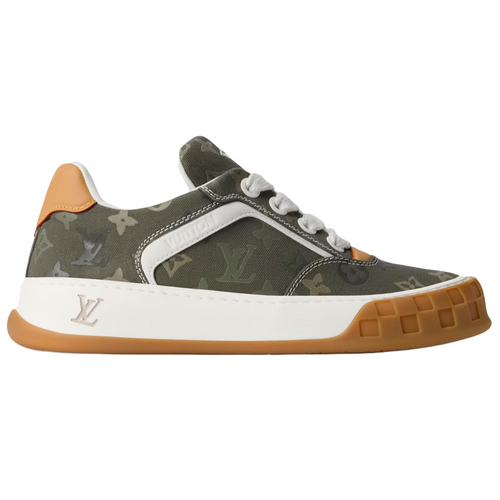 Louis Vuitton Tilted Calf Leather Lace-Up Platform Biscuit-Sole Low-Top Sneakers in Khaki Green – Unisex