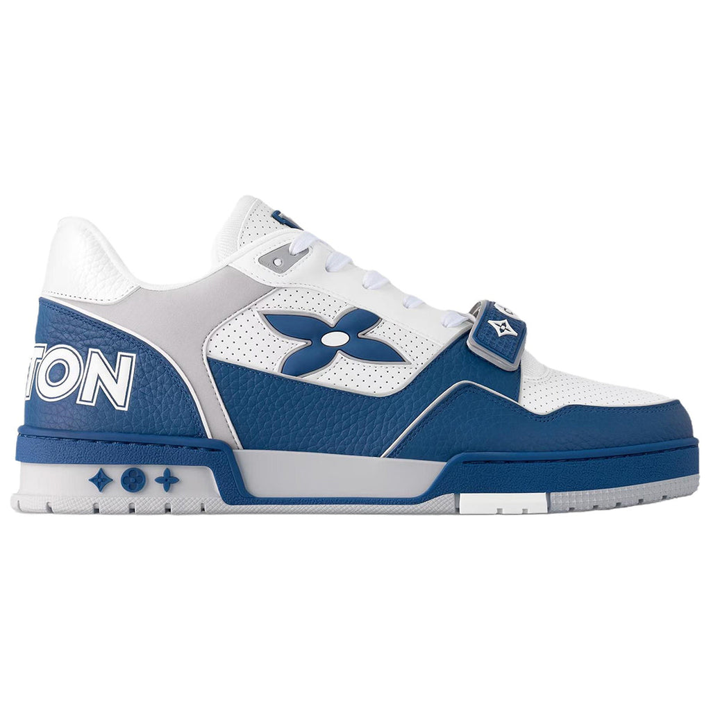 Louis Vuitton Trainer Leather Lace-Up Low-Top Sneakers in Blue & White – Unisex