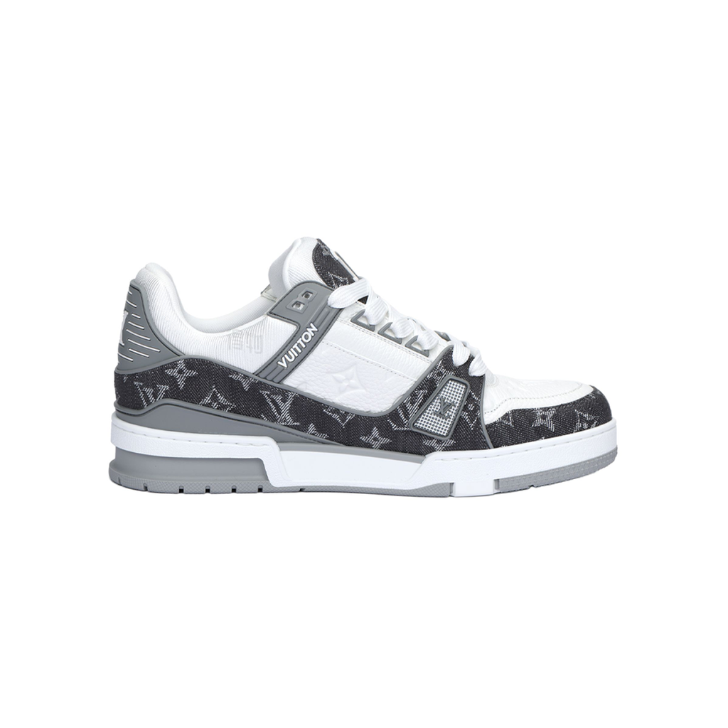 Louis Vuitton Trainer Lace-Up Low-Top Sneakers in Grey & White – Unisex
