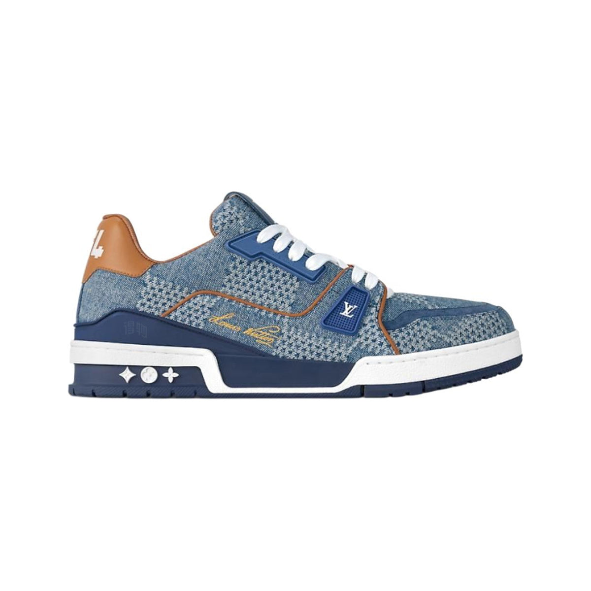 Louis Vuitton Trainer Leather Checkered Print Low-Top Sneakers in Blue – Unisex
