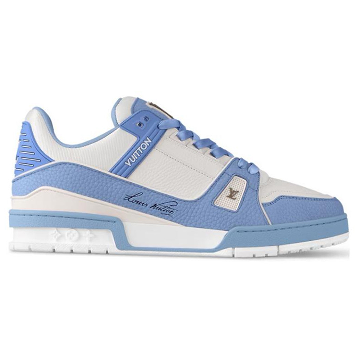 Louis Vuitton Trainer Leather Lace-Up Low-Top Sneakers in Navy Blue – Unisex
