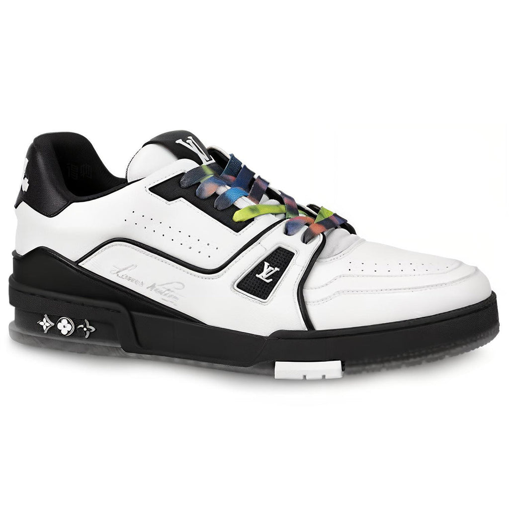 Louis Vuitton Trainer Leather Lace-Up Low-Top Sneakers in White & Black – Unisex