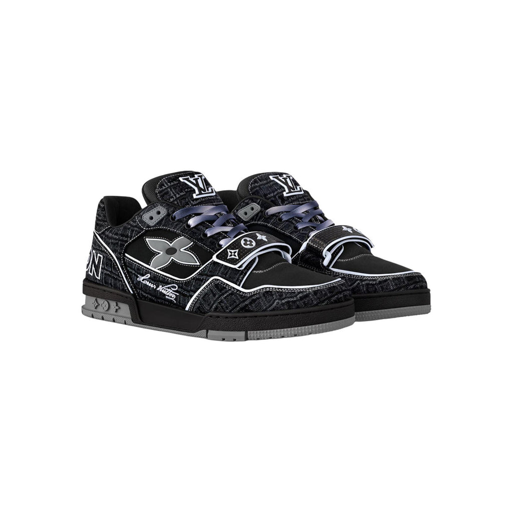 Louis Vuitton Trainer Denim Lace-Up Low-Top Sneakers in Black – Unisex