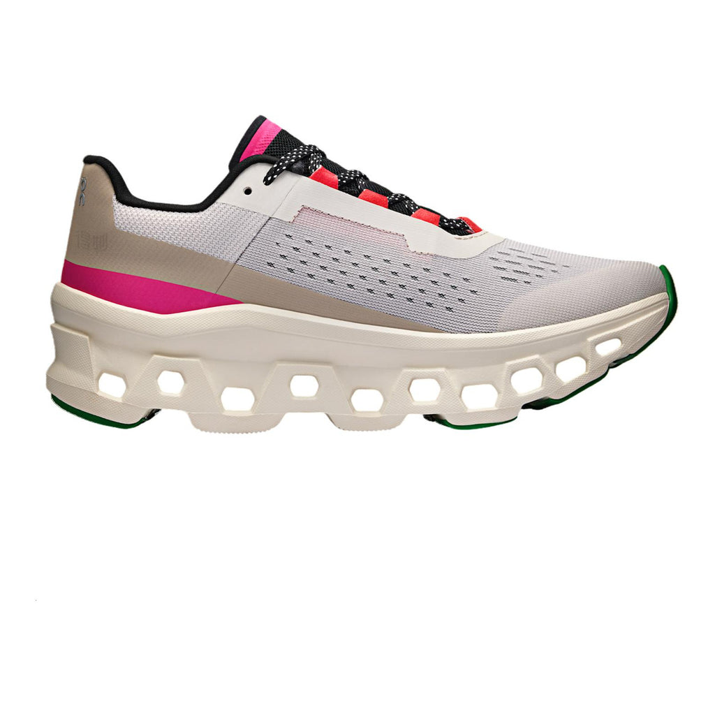 On Cloudmonster Unisex Running Shoes – Pearl | Fuchsia
