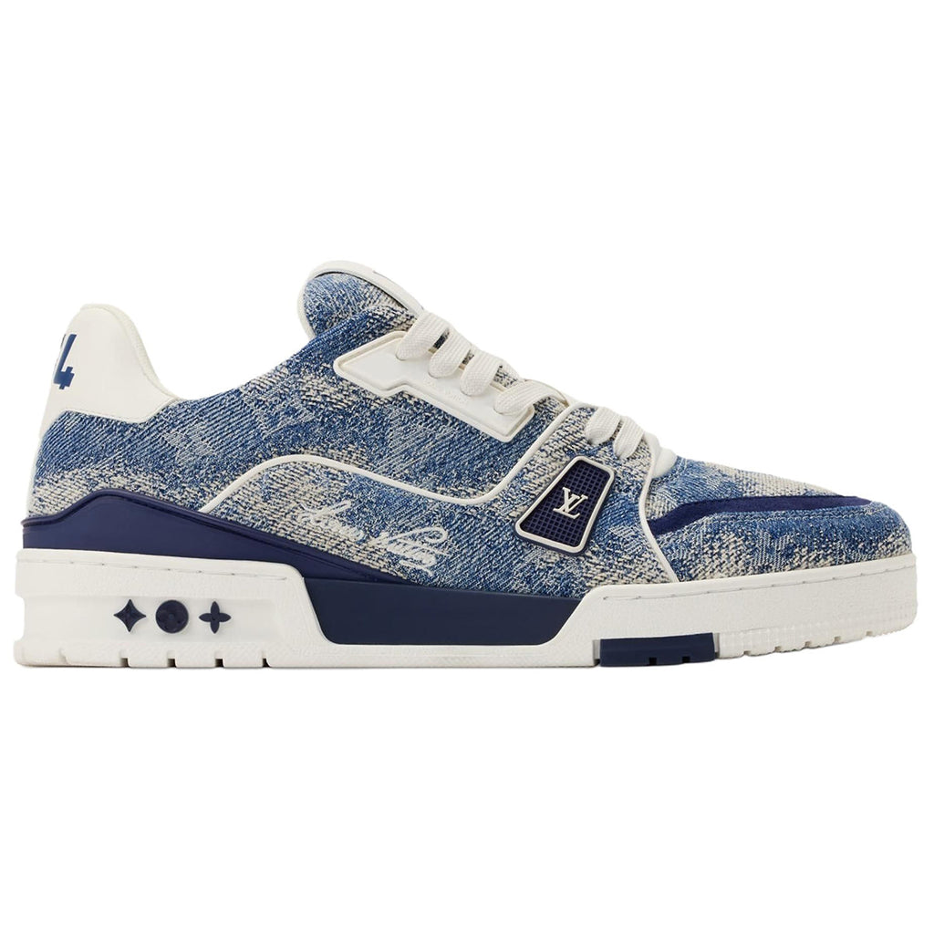 Louis Vuitton Trainer Denim & Leather Lace-Up Platform Low-Top Sneakers in Blue – Unisex