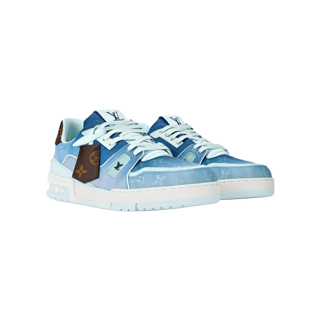 Louis Vuitton Trainer Leather & Canvas Key Charm Low-Top Sneakers in Ocean Blue – Unisex