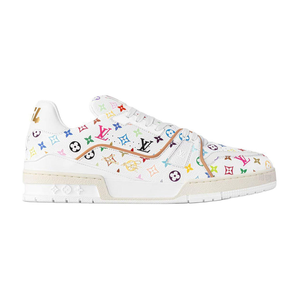 Louis Vuitton × Takashi Murakami Trainer Grained Calf Leather Low-Top Sneakers in White – Unisex