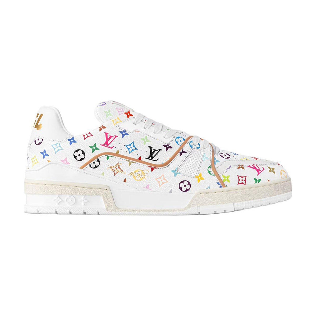 Louis Vuitton × Takashi Murakami Trainer Grained Calf Leather Low-Top Sneakers in White – Unisex