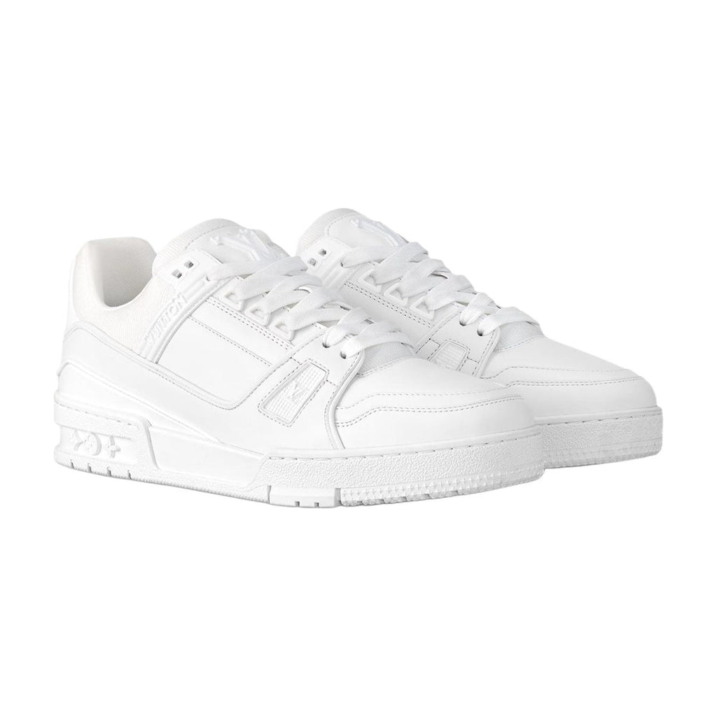 Louis Vuitton Trainer Leather Side Logo Lace-Up Low-Top Sneakers in White – WoUnisex