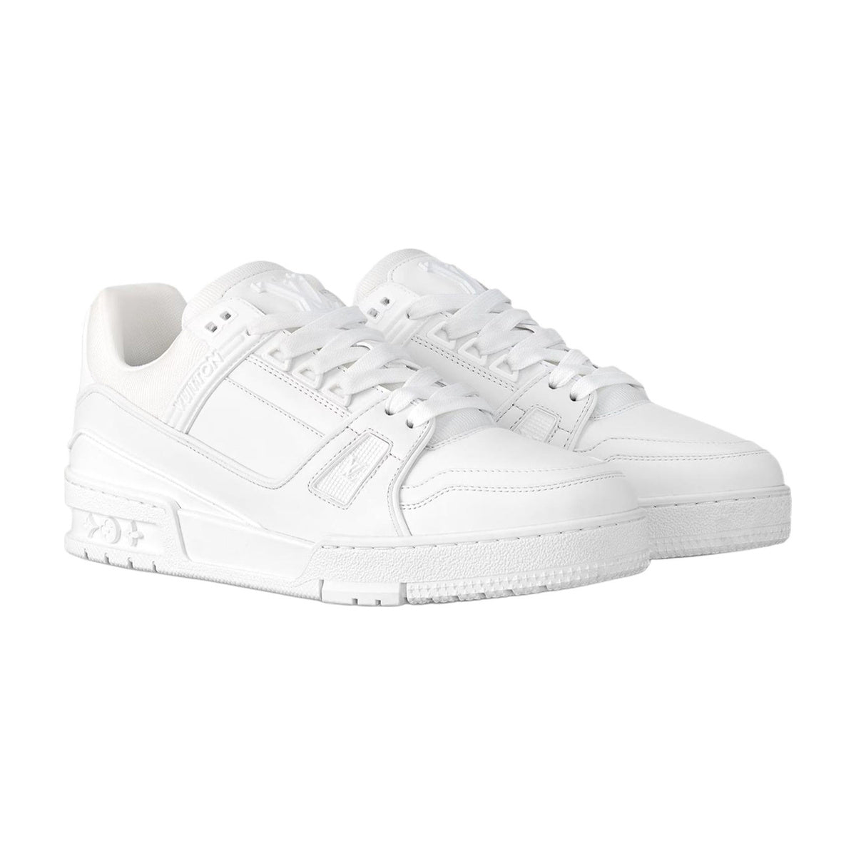 Louis Vuitton Trainer Leather Side Logo Lace-Up Low-Top Sneakers in White – WoUnisex