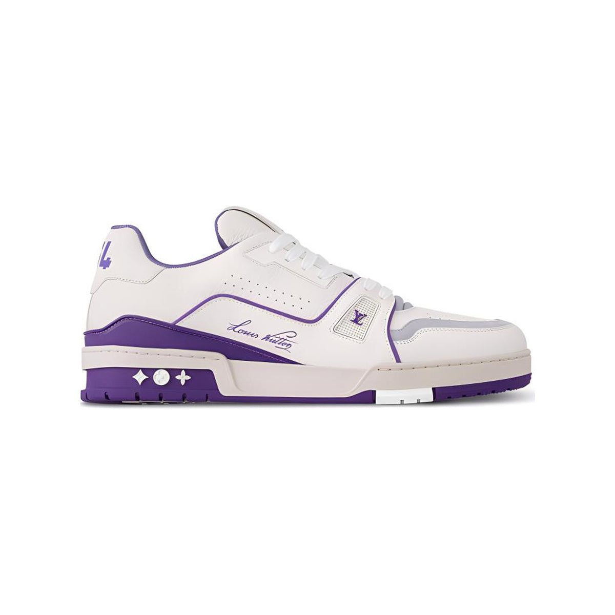 Louis Vuitton Trainer Leather Low-Top Sneakers in White & Purple – Unisex
