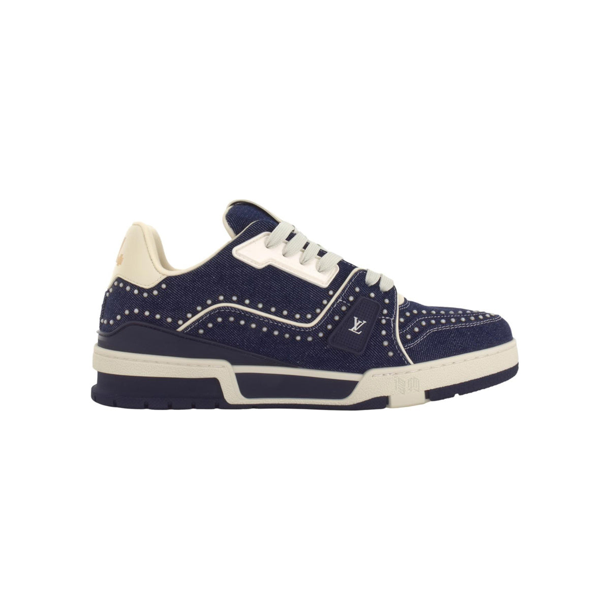 Louis Vuitton Trainer Denim & Swarovski Crystal Low-Top Sneakers in Indigo Blue – Unisex