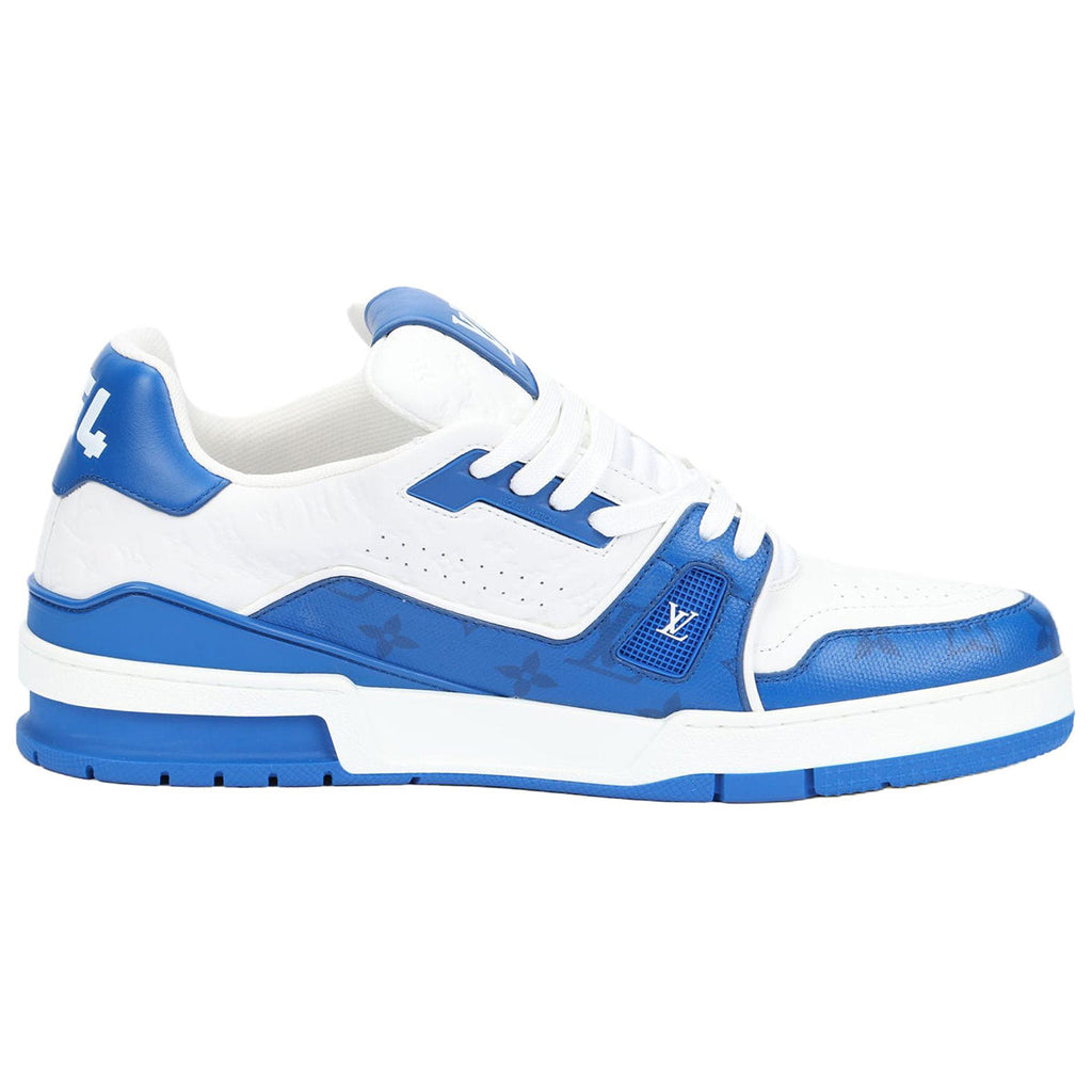 Louis Vuitton Trainer Full-Grain Leather Lace-Up Low-Top Sneakers in Blue – Unisex