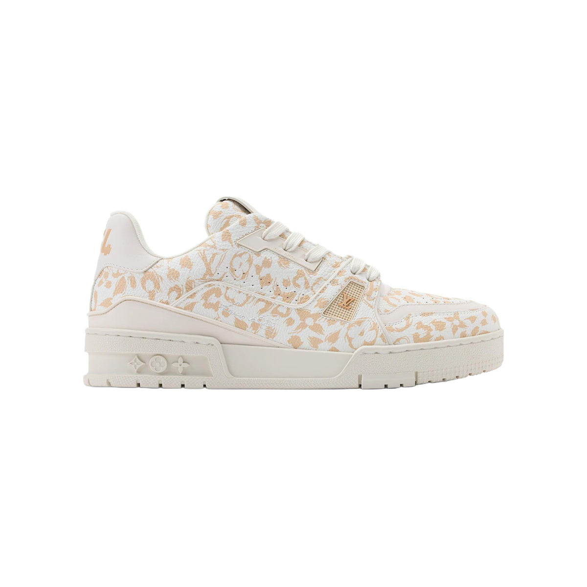 Louis Vuitton Trainer Grained Calf Leather Leopard Print Low-Top Sneakers in Light Beige – WoUnisex