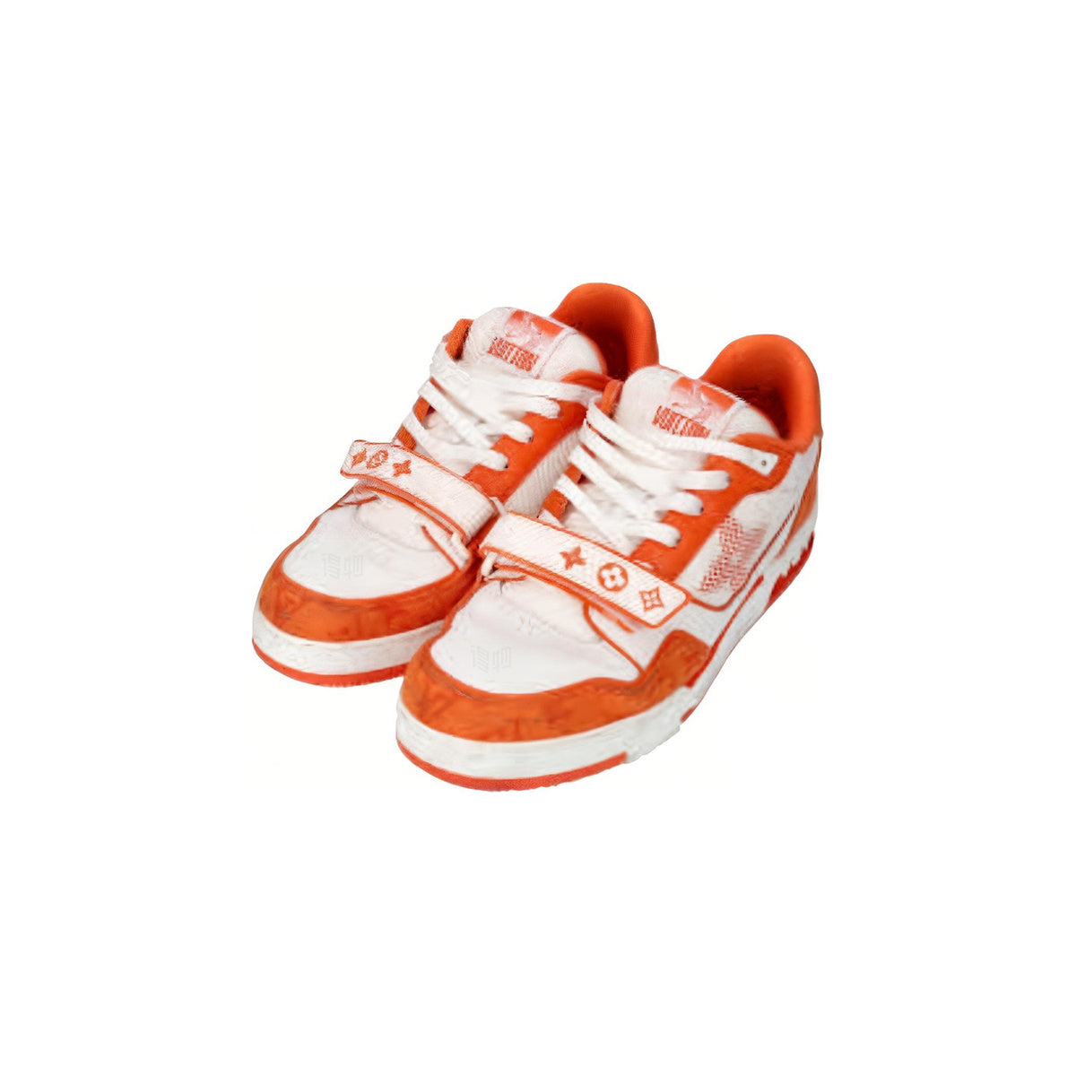 Louis Vuitton Trainer Monogram Velcro Strap Low-Top Sneakers in White & Orange – Unisex
