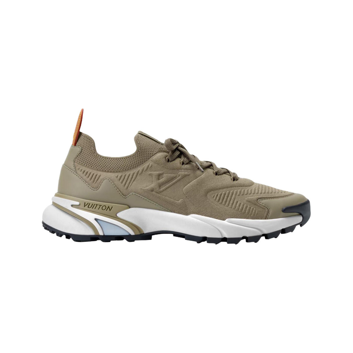 Louis Vuitton Runner Tatic Knit & Leather Trim Lace-Up Low-Top Sneakers in Khaki Green – Unisex