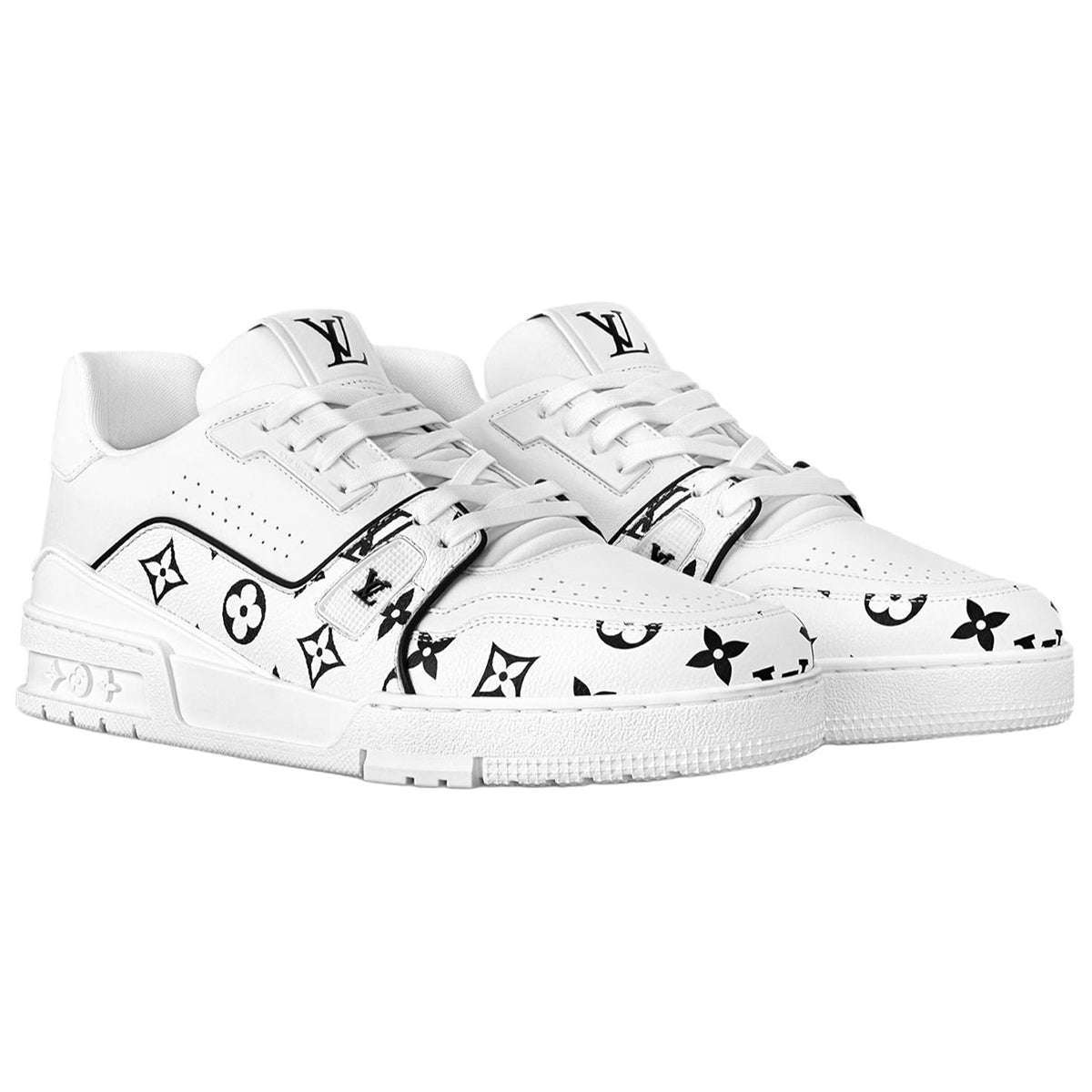 Louis Vuitton Trainer Calf Leather Lace-Up Low-Top Sneakers in White