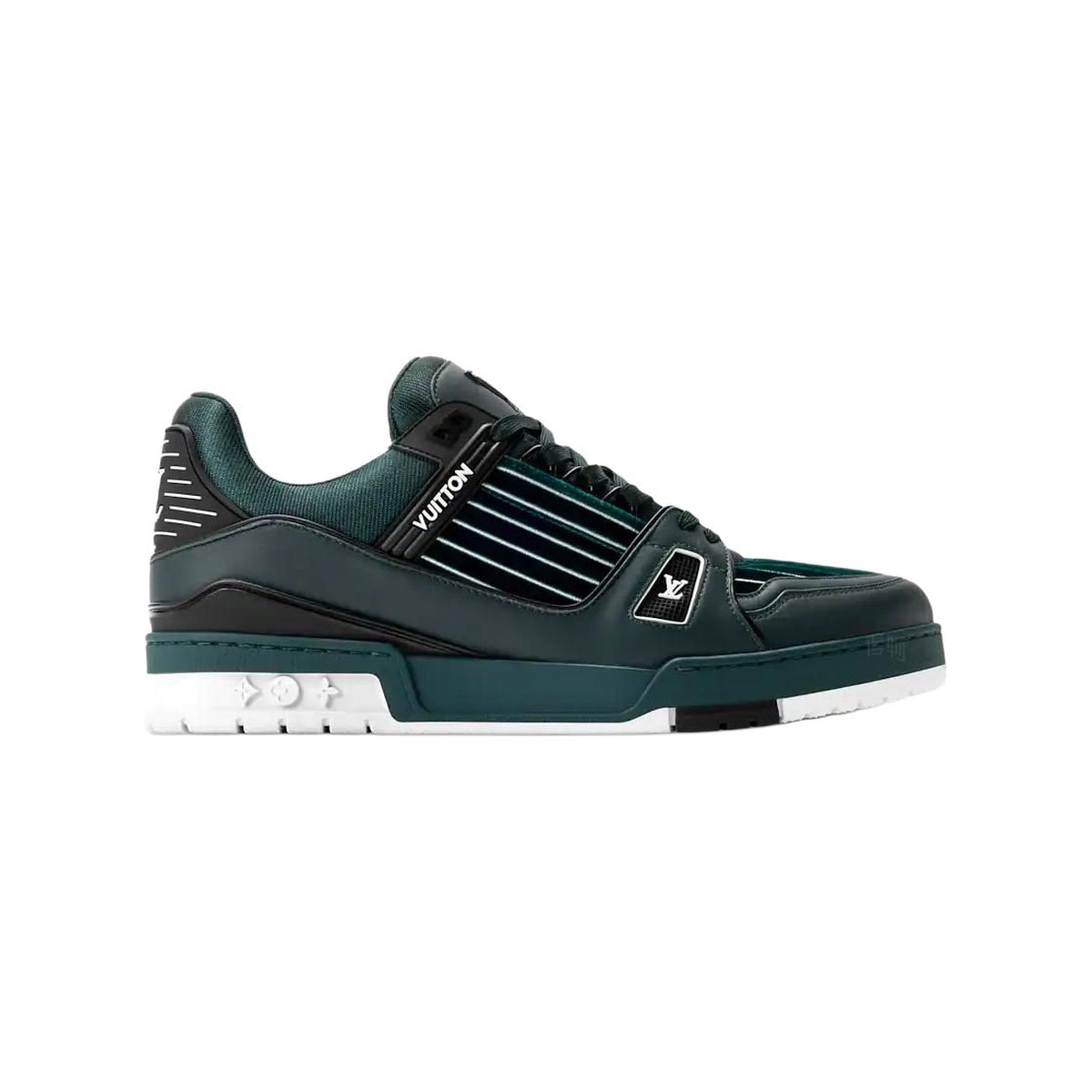 Louis Vuitton Trainer Velvet Floral & Stripe Low-Top Sneakers in Green – Unisex