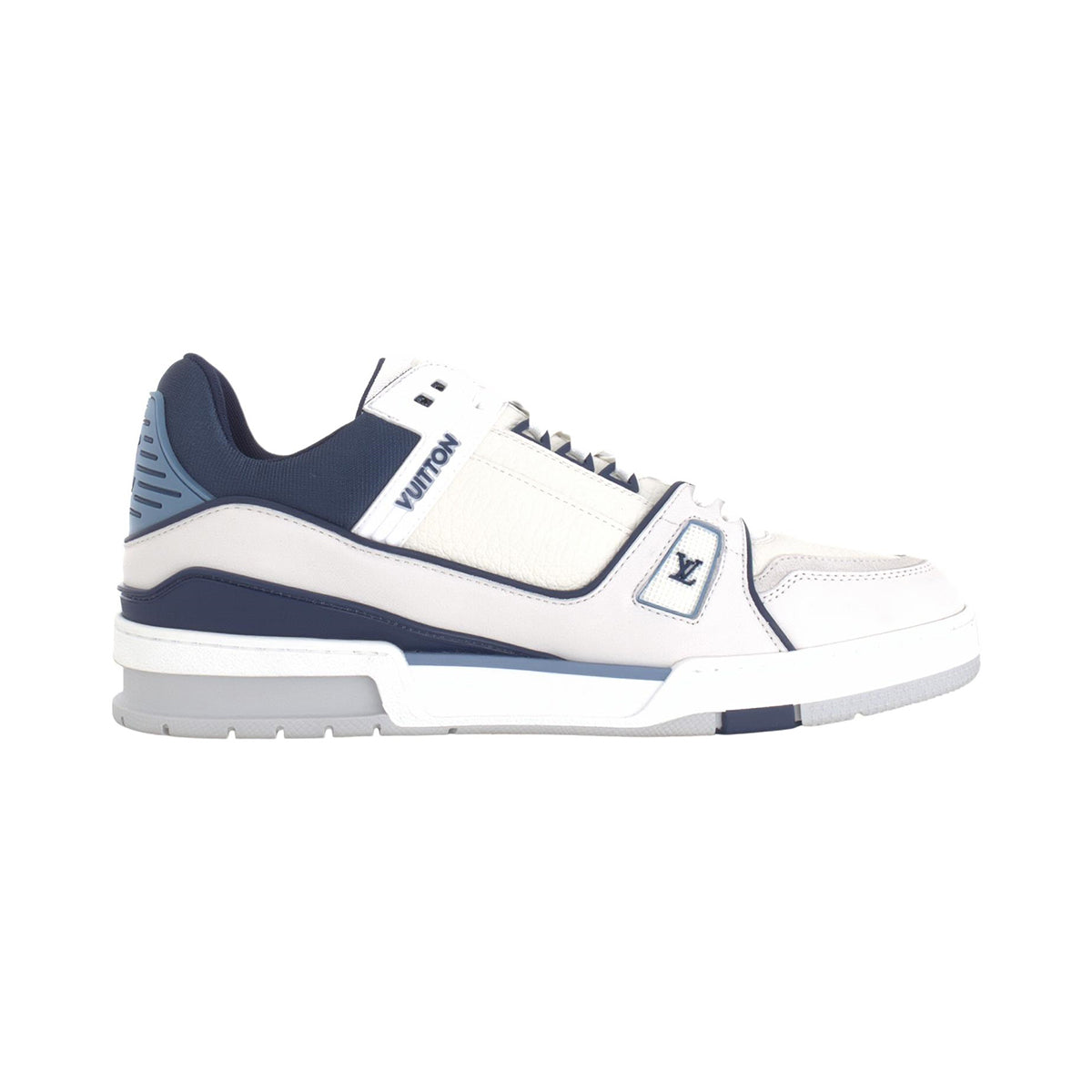 Louis Vuitton Grainy Calf Leather Lace-Up Flat-Sole Low-Top Sneakers in Blue – Unisex