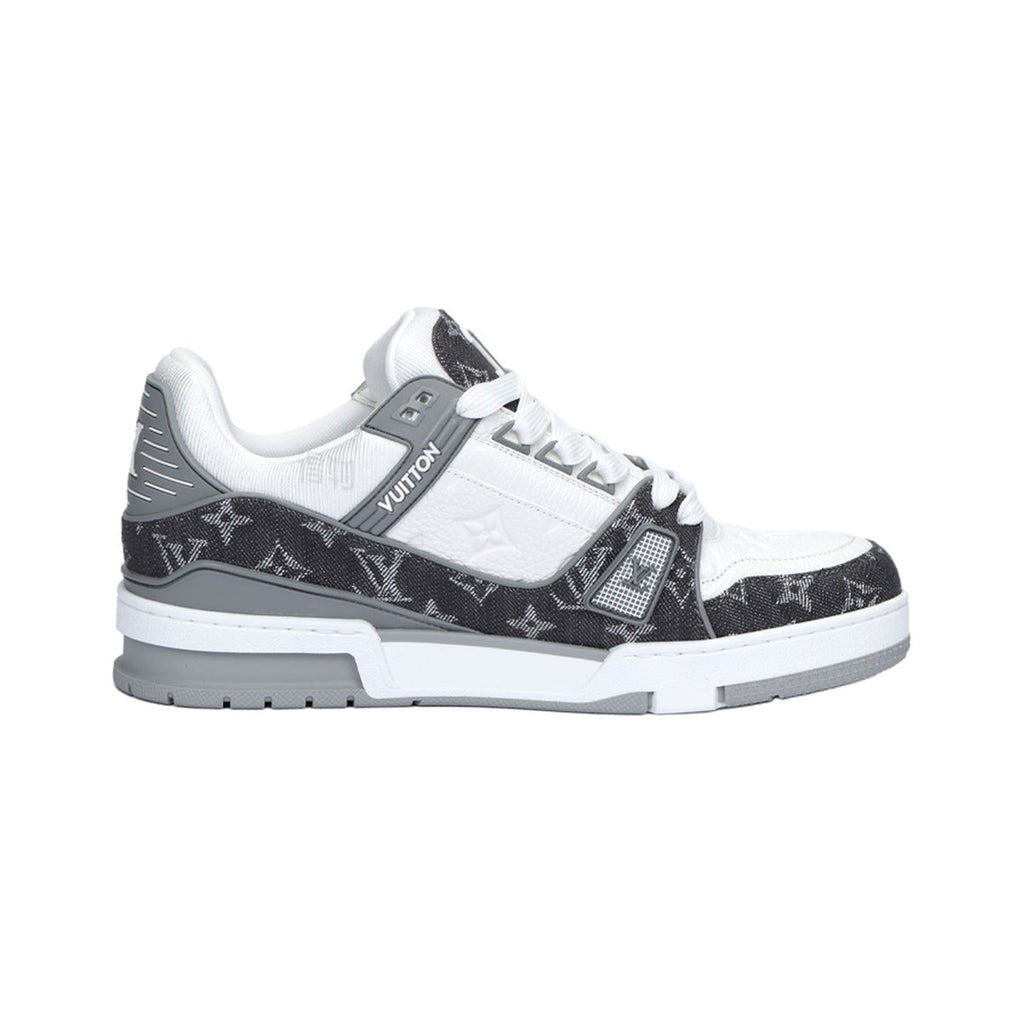 Louis Vuitton Trainer Lace-Up Low-Top Sneakers in Grey & White – Unisex