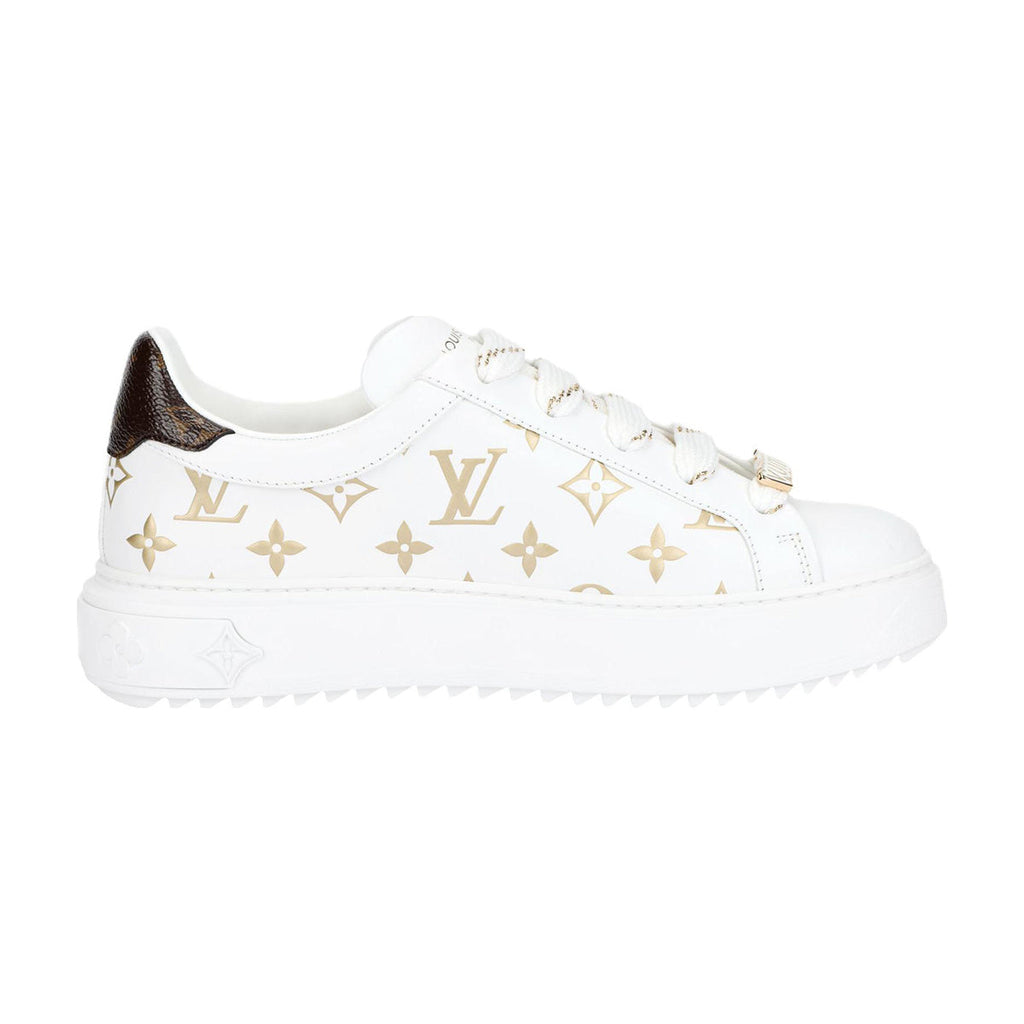 Louis Vuitton Time Out Logo-Print Leather Low-Top Sneakers in White & Gold – WoUnisex