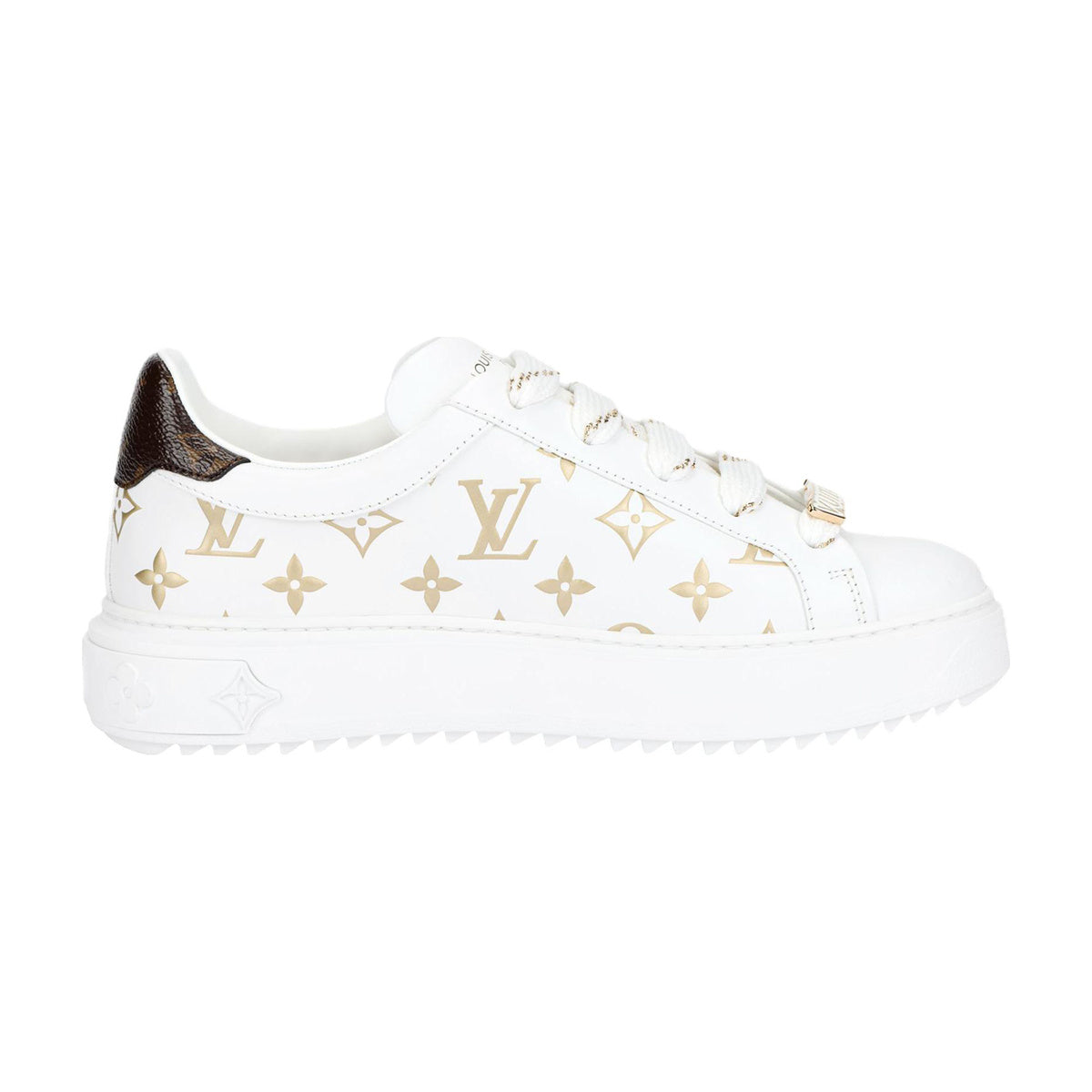 Louis Vuitton Time Out Logo-Print Leather Low-Top Sneakers in White & Gold – WoUnisex