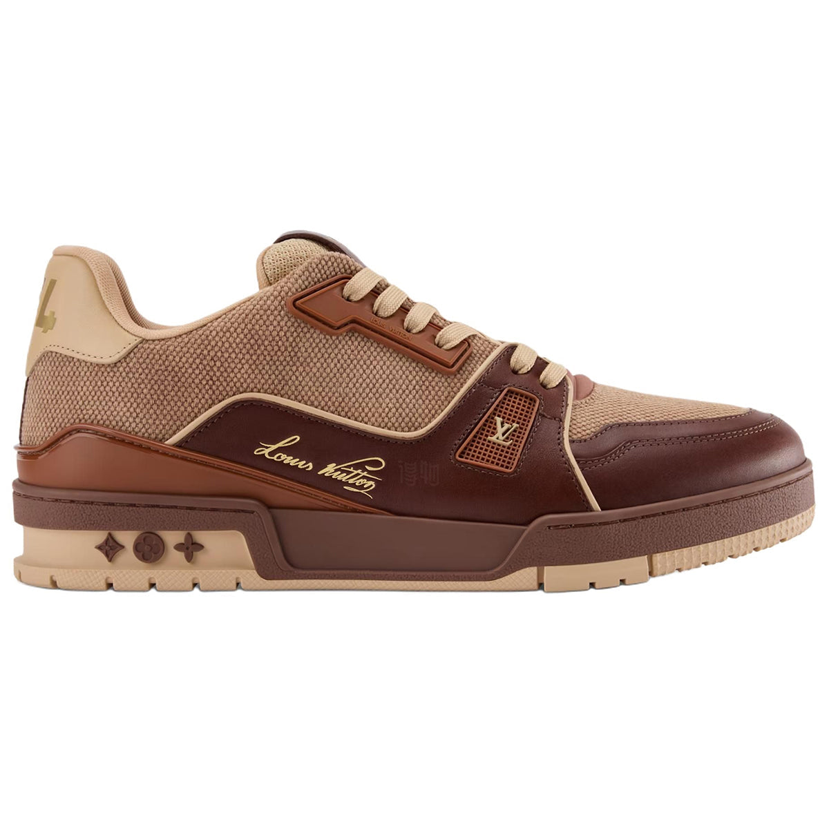 Louis Vuitton Calf Leather Lace-Up Low-Top Sneakers in Chestnut Brown – Unisex