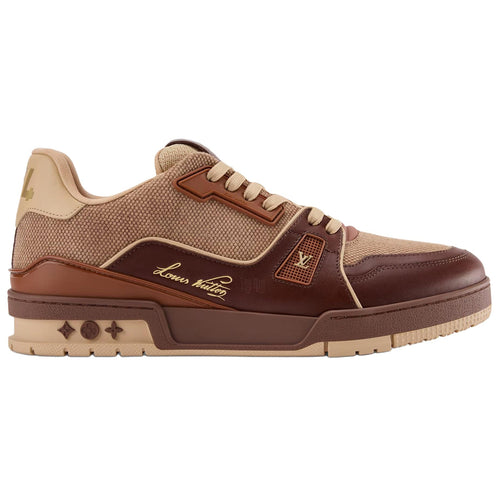 Louis Vuitton Calf Leather Lace-Up Low-Top Sneakers in Chestnut Brown – Unisex