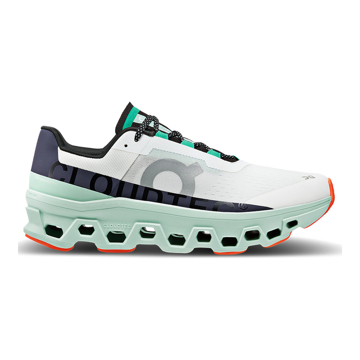On Cloudmonster Running Shoes – White | Mint