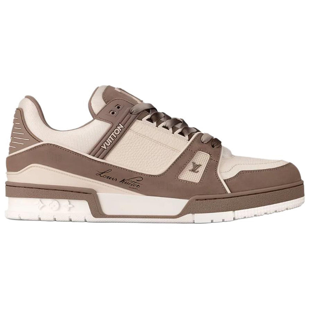 Louis Vuitton Trainer Fabric Lace-Up Low-Top Sneakers in Taupe Grey – Unisex