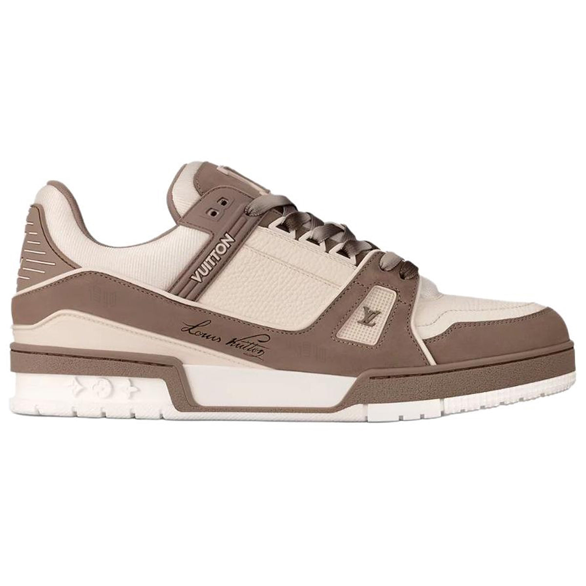 Louis Vuitton Trainer Fabric Lace-Up Low-Top Sneakers in Taupe Grey – Unisex