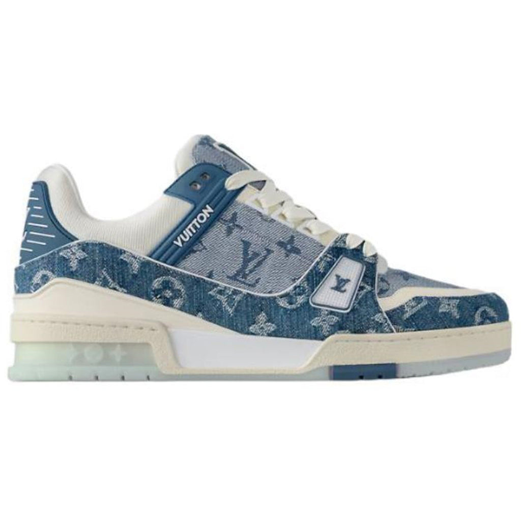 Louis Vuitton Trainer Leather Lace-Up Low-Top Sneakers in Blue & White – Unisex