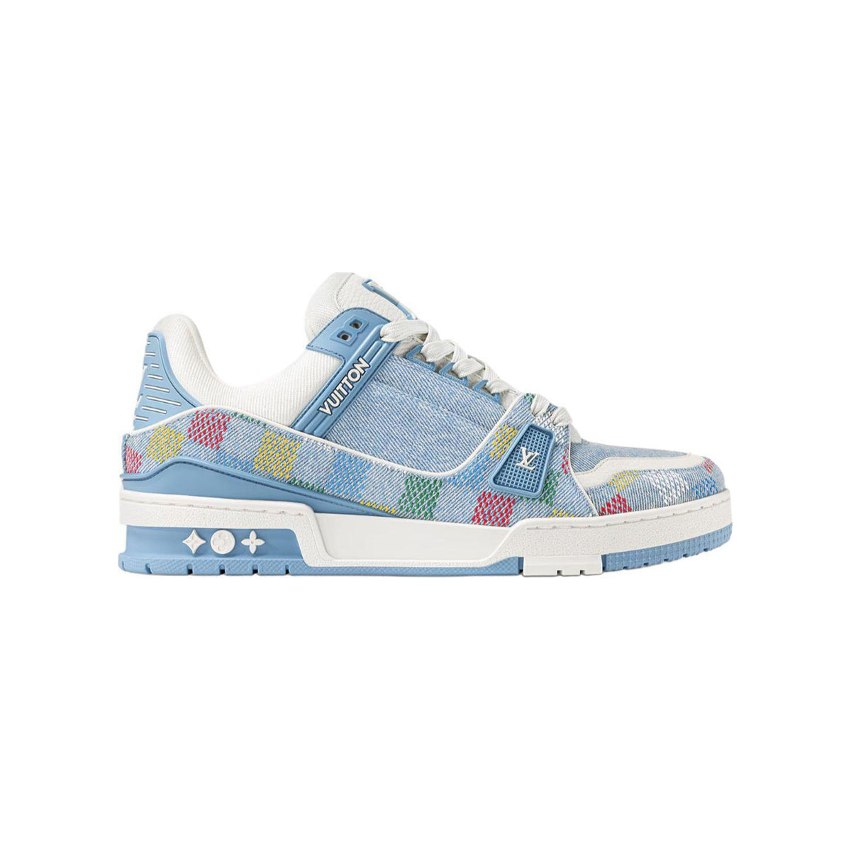 Louis Vuitton Trainer SS25 Denim Logo Detail Low-Top Sneakers in Blue – Unisex