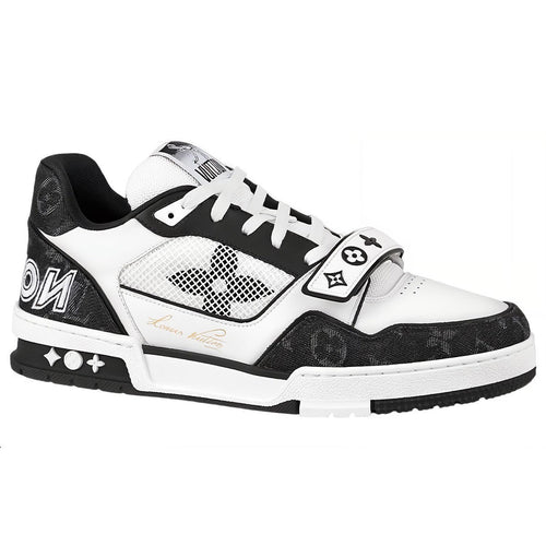 Louis Vuitton Trainer Calf Leather Lace-Up Low-Top Sneakers in Black & White – Unisex