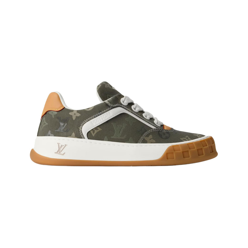 Louis Vuitton LV Tilted Leather Platform Lace-Up Low-Top Sneakers in Khaki Green – Unisex