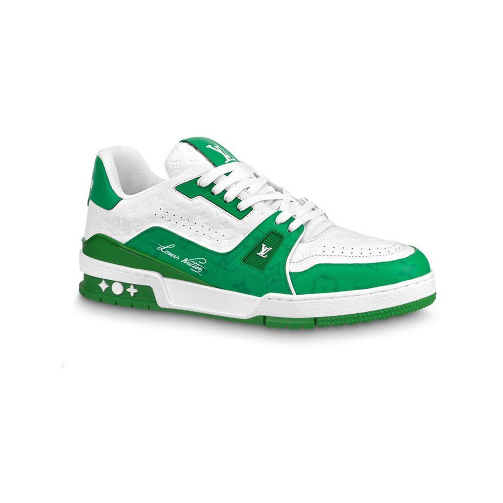Louis Vuitton Trainer Leather Low-Top Sneakers in White & Green – Unisex