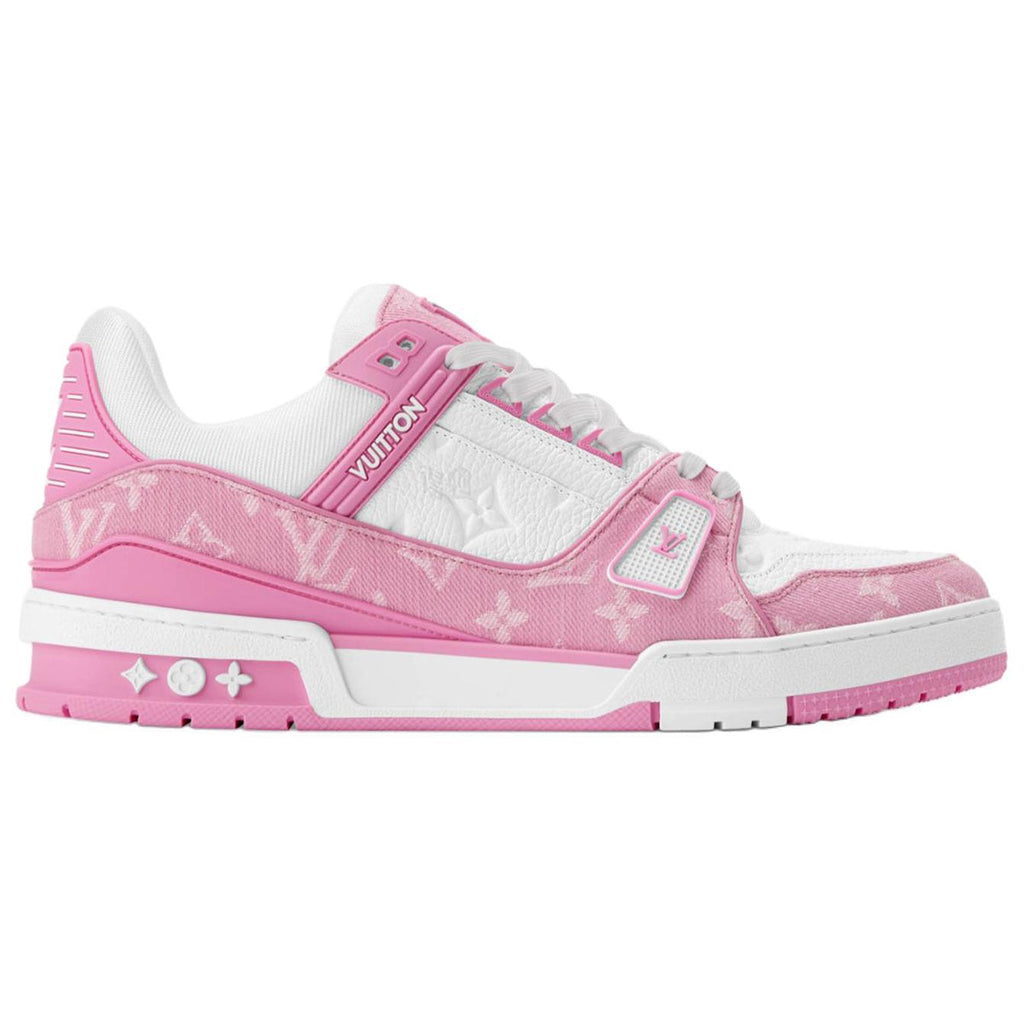 Louis Vuitton Trainer Leather Lace-Up Low-Top Sneakers in Rose with Printed Detail – Unisex
