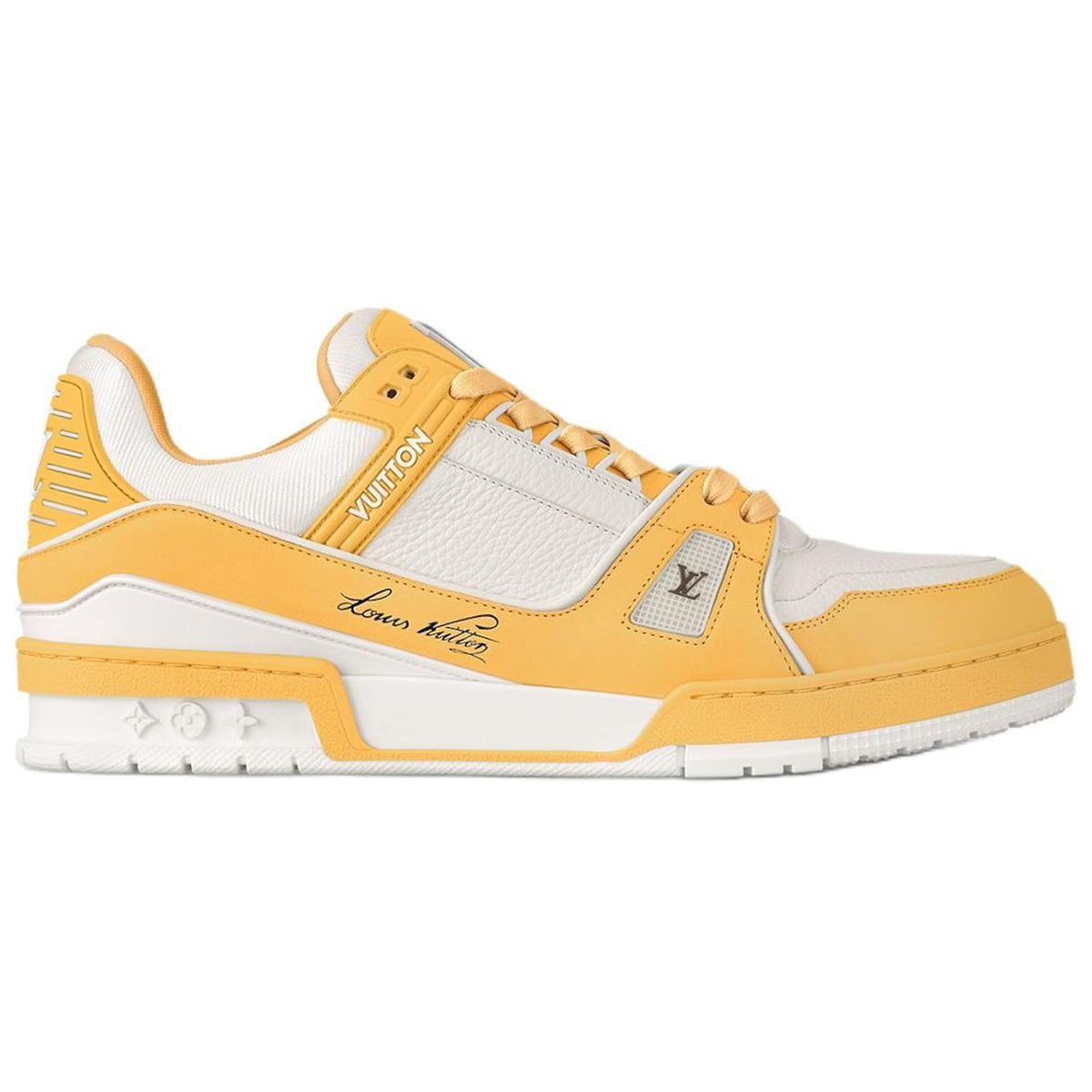 Louis Vuitton Trainer Calf Leather Lace-Up Low-Top Sneakers in Yellow
