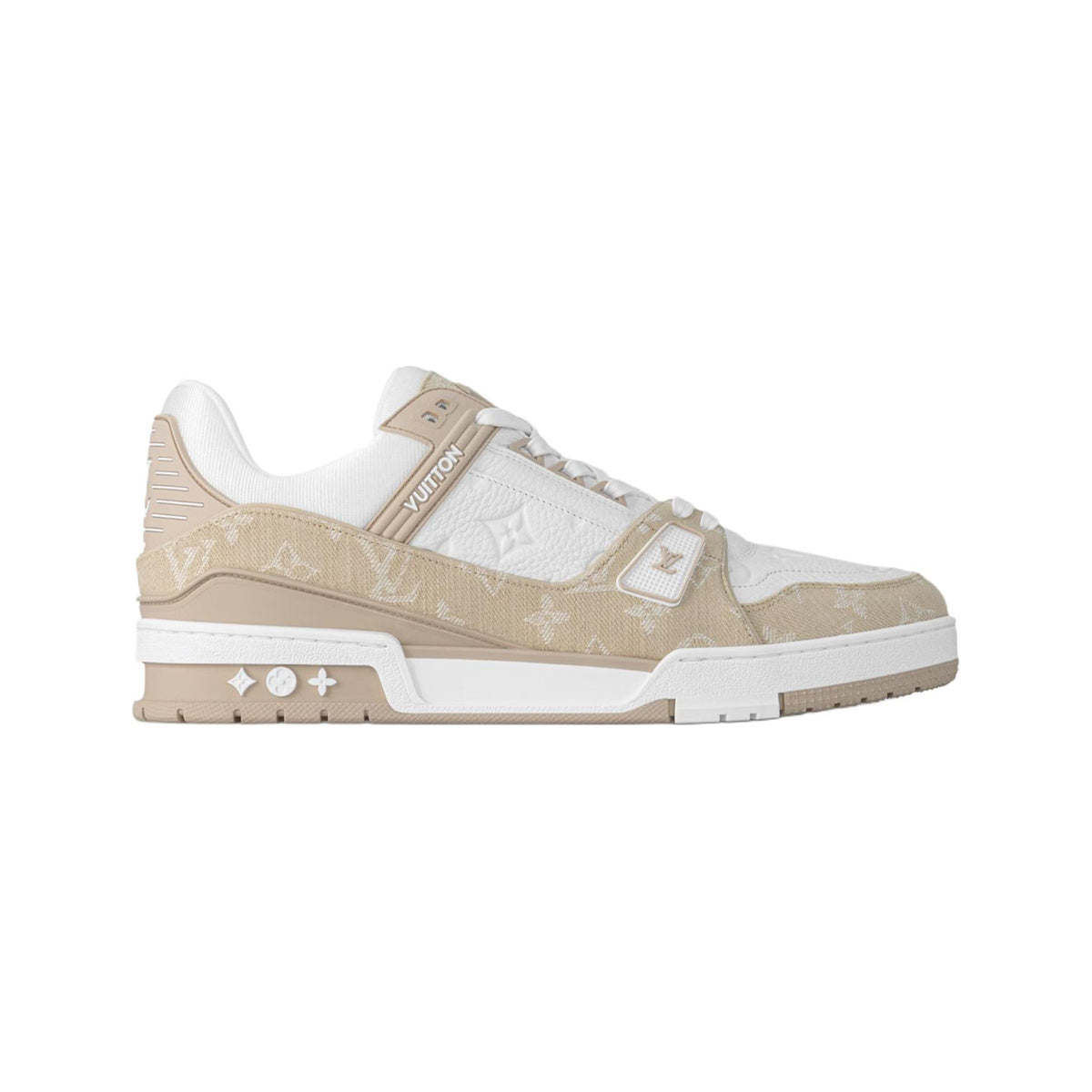 Louis Vuitton Trainer Calf Leather Lace-Up Low-Top Sneakers in Light Beige – Unisex