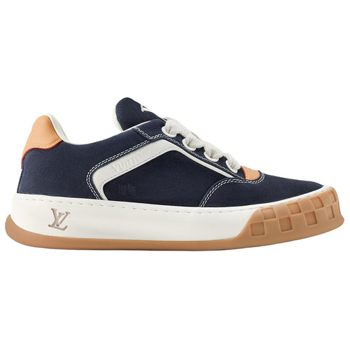 Louis Vuitton Tilted Suede Lace-Up Biscuit-Sole Low-Top Sneakers in Navy Blue – Unisex