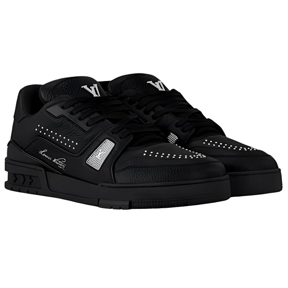 Louis Vuitton Trainer Calf Leather Lace-Up Low-Top Sneakers in Black – Unisex Essential