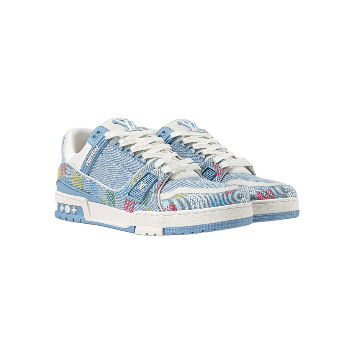Louis Vuitton Trainer SS25 Denim Logo Detail Low-Top Sneakers in Blue – Unisex