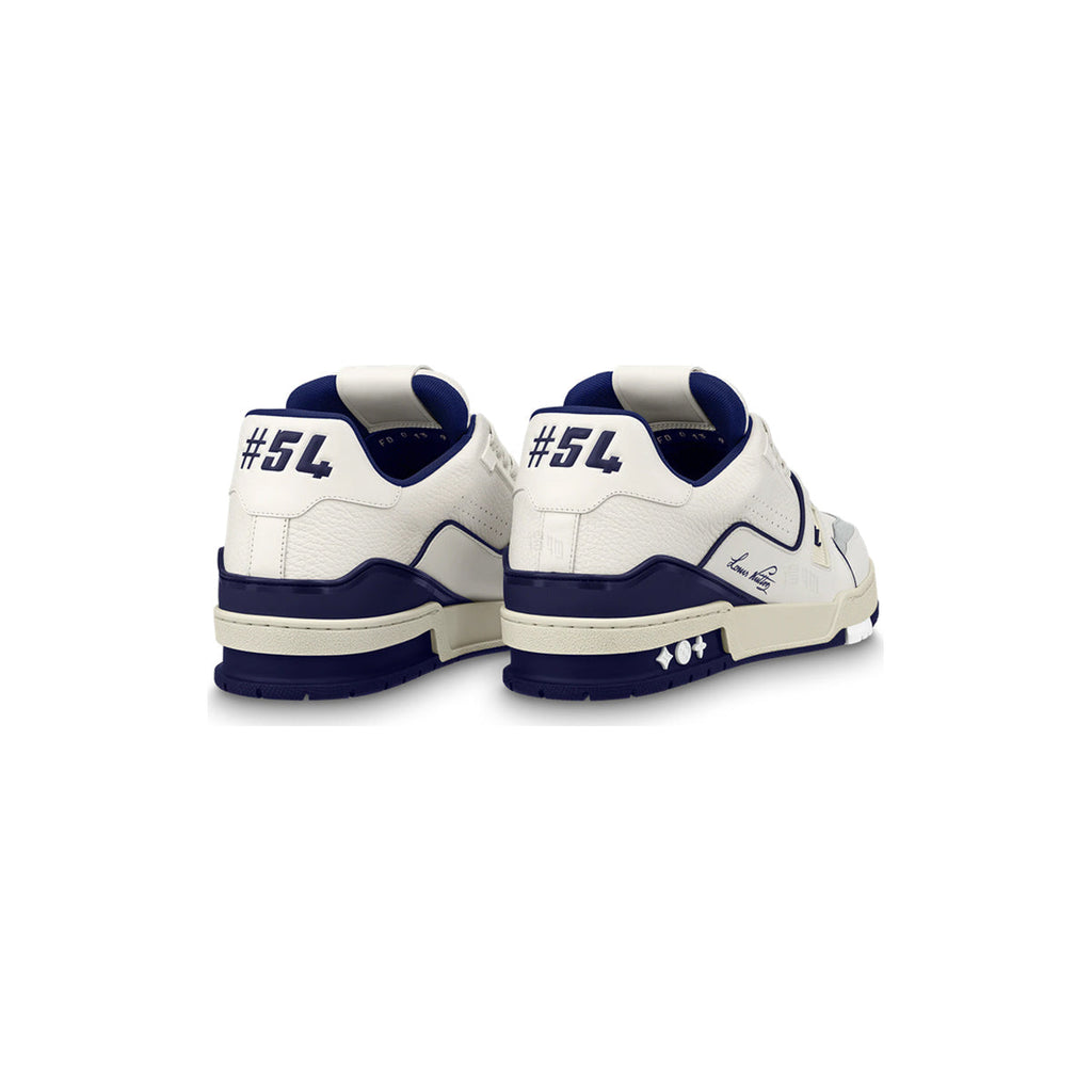 Louis Vuitton Trainer Flat Sole Low-Top Sneakers in White & Blue – Unisex