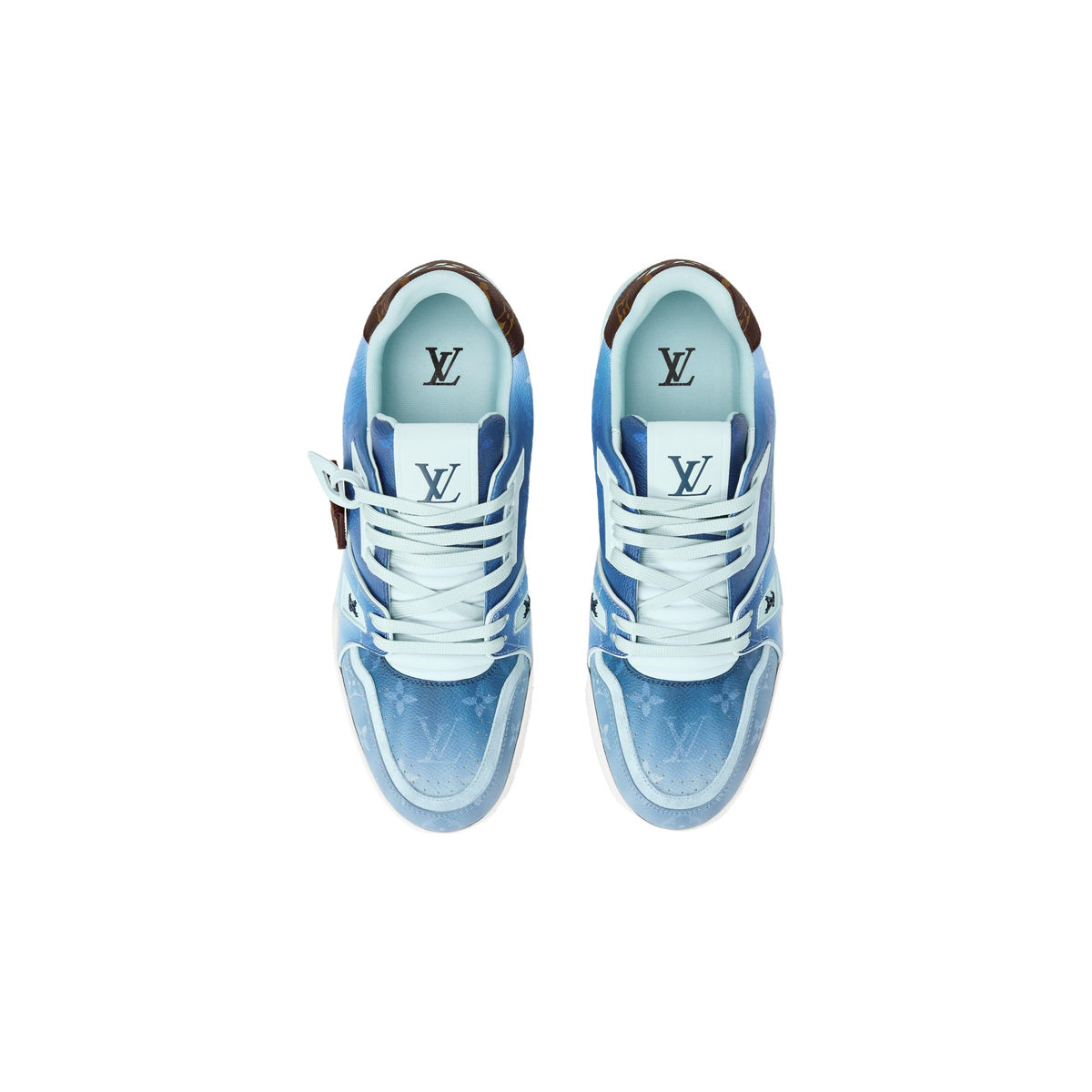 Louis Vuitton Trainer Leather & Canvas Key Charm Low-Top Sneakers in Ocean Blue – Unisex