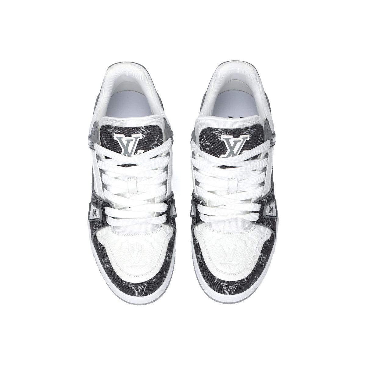 Louis Vuitton Trainer Lace-Up Low-Top Sneakers in Grey & White – Unisex