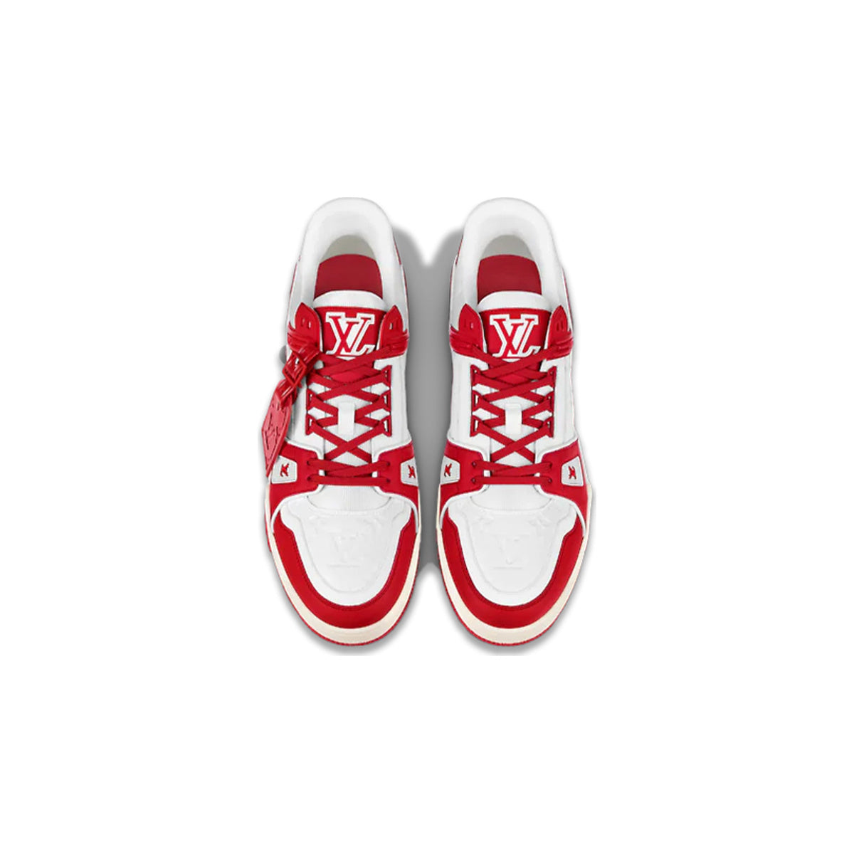 Louis Vuitton Trainer Grained Leather & Textile Low-Top Sneakers in Red – Unisex