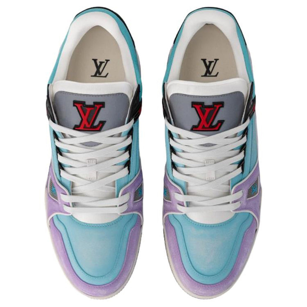Louis Vuitton Trainer Calf Leather Lace-Up Low-Top Sneakers in Blue & Purple – Unisex