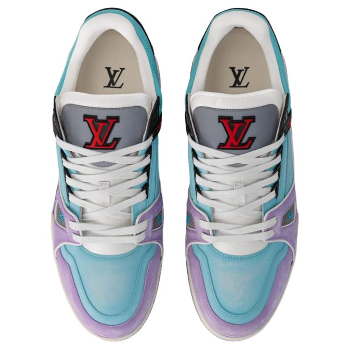 Louis Vuitton Trainer Calf Leather Lace-Up Low-Top Sneakers in Blue & Purple – Unisex