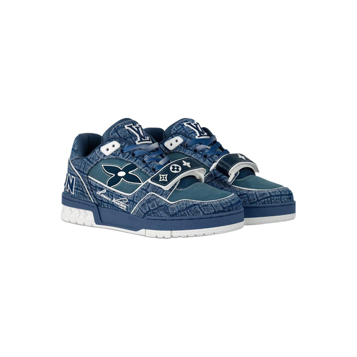 Louis Vuitton Trainer Denim Fabric Low-Top Sneakers in Ocean Blue – Unisex
